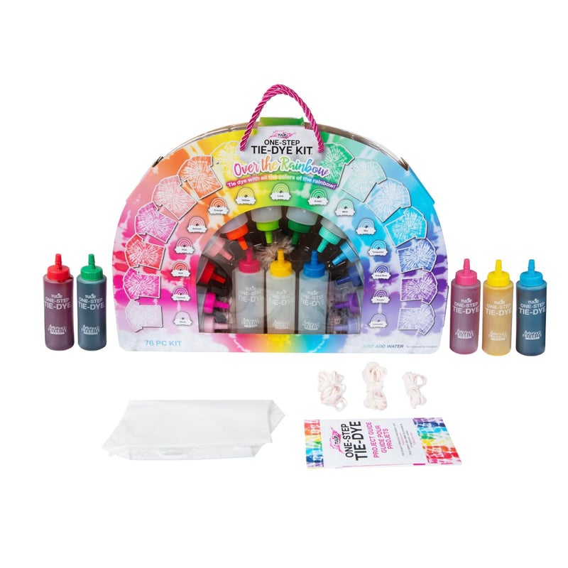 Tulip OneStep TieDye Over The Rainbow Kit Large Party Activity Arts Crafts Gift Vibrant Colors Permanent Fabric Dye Easy Cleanup 15 Prefilled Full Size Bottles - Image 2