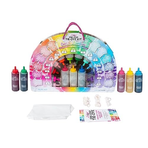 Tulip OneStep TieDye Over The Rainbow Kit Large Party Activity Arts Crafts Gift Vibrant Colors Permanent Fabric Dye Easy Cleanup 15 Prefilled Full Size Bottles - Image 1