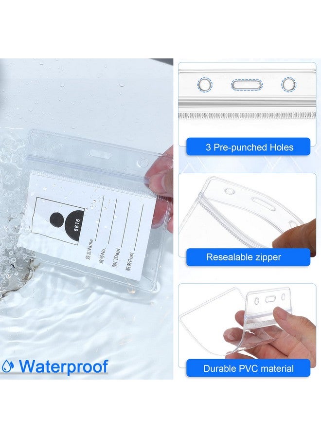 مارسبارك 100 قطعة من علامات الاسم البلاستيكية الشفافة وحاملي بطاقات الهوية و100 قطعة من علامات الاسم وأحبال الرقبة وحامل الهوية لطلاب المعلمين والممرضات (أفقي) - Image 3