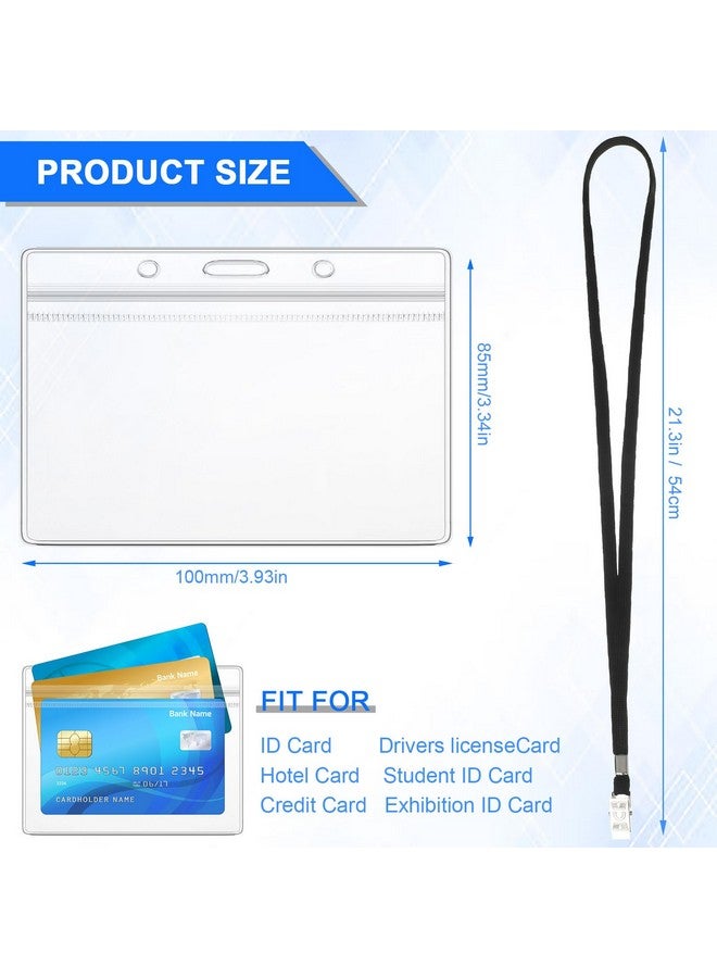 مارسبارك 100 قطعة من علامات الاسم البلاستيكية الشفافة وحاملي بطاقات الهوية و100 قطعة من علامات الاسم وأحبال الرقبة وحامل الهوية لطلاب المعلمين والممرضات (أفقي) - Image 4