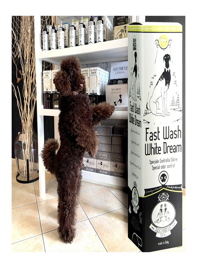 Dog Fast Wash White Dream (Dry Shampoo Waterless) 250 ml (8.45 oz)  size  Made in Italy