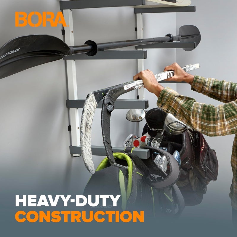 BORA 6 Level Lumber Storage Rack Wood and Garage Organization Space Saving Metal Shelf for Pipes, Boards, Plywood, and Building Materials - PBR-0620 White Gray - Image 3