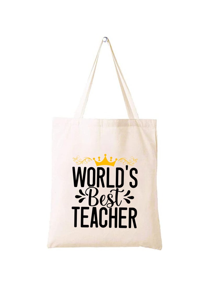 Generic Teacher's day Gift Cotton Bag with Funny Design - Reusable Canvas Tote Bag - Eco Friendly - Lightweight - Grocery Shopping Bag - Gifts for Teacher - School - Office - Travel  - Image 1