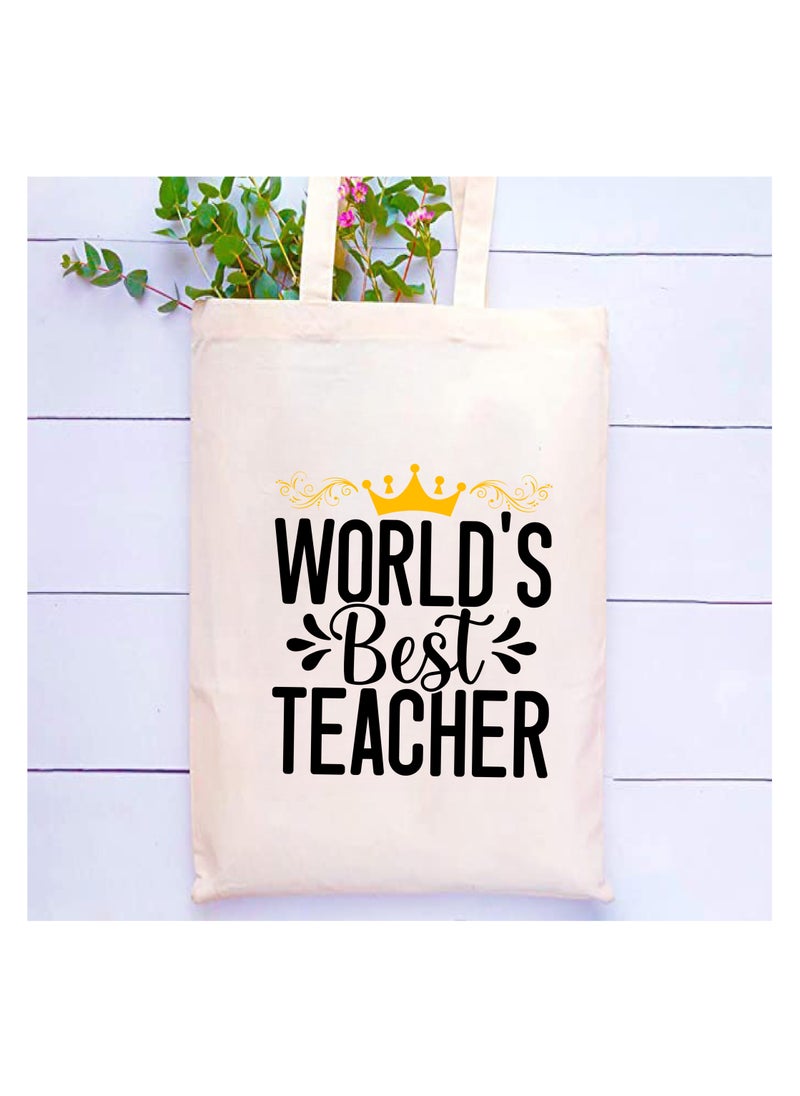 Generic Teacher's day Gift Cotton Bag with Funny Design - Reusable Canvas Tote Bag - Eco Friendly - Lightweight - Grocery Shopping Bag - Gifts for Teacher - School - Office - Travel  - Image 2