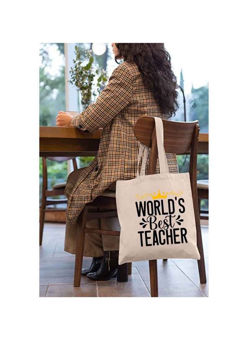 Generic Teacher's day Gift Cotton Bag with Funny Design - Reusable Canvas Tote Bag - Eco Friendly - Lightweight - Grocery Shopping Bag - Gifts for Teacher - School - Office - Travel  - Image 3