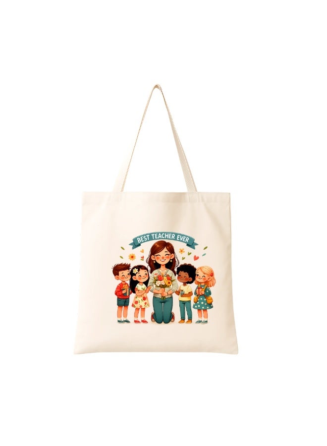 Teacher's day Gift Cotton Bag with Funny Design - Reusable Canvas Tote Bag - Eco Friendly - Lightweight - Grocery Shopping Bag - Gifts for Teacher - School - Office - Travel - Image 1
