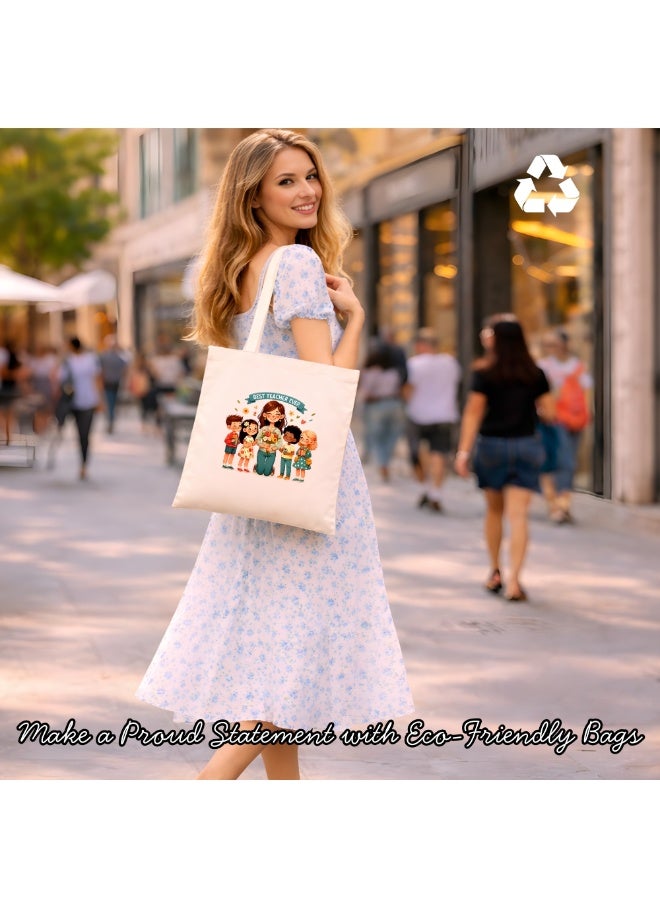 Teacher's day Gift Cotton Bag with Funny Design - Reusable Canvas Tote Bag - Eco Friendly - Lightweight - Grocery Shopping Bag - Gifts for Teacher - School - Office - Travel - Image 5