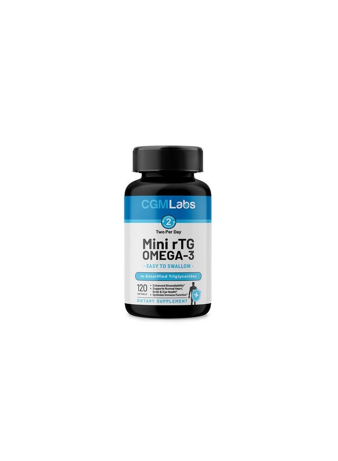 rTG Omega 3 Fish Oil Dietary Supplement - High Absorption & Fast Acting, Burpless Fish Oil Supplement from Anchovy. re-esterified Triglyceride w/EPA & DHA (as rTG) 960mg - 120 Softgels by CGM Labs