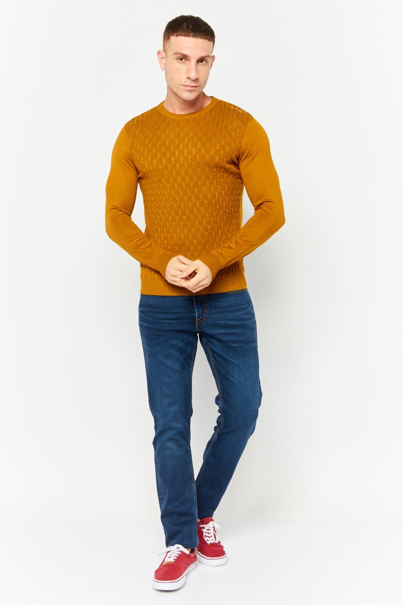 Sorbino Men Crew Neck Long Sleeves Heather Sweatshirt, Brown - Image 4