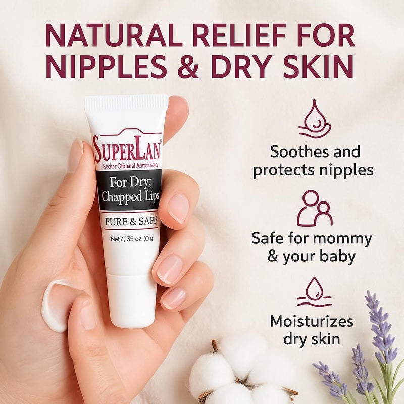 Superlan Organic Lanolin Lip Balm - Natural Moisturizer for Dry, Cracked Lips with Jojoba Oil - Image 3