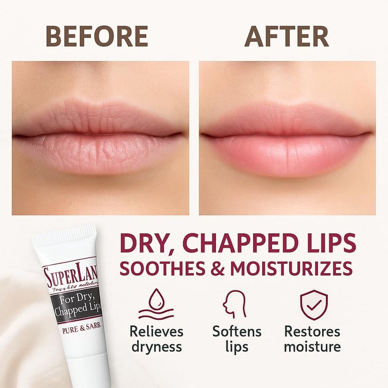 Superlan Organic Lanolin Lip Balm - Natural Moisturizer for Dry, Cracked Lips with Jojoba Oil - Image 2