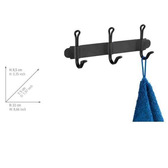 WENKO Regleta 3 ganchos nostalgia Trio, One Size, Black - Image 4