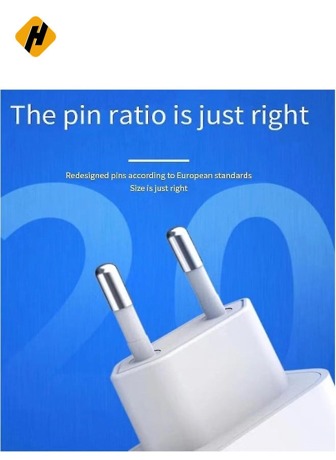 HuHa - For Iphone 20w Charger Apple 11/12/13 Usb-c To Lightning Power Adapter 1m Data Cable Eu Plug - Image 1