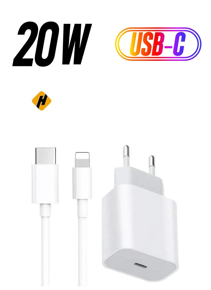 HuHa - For Iphone 20w Charger Apple 11/12/13 Usb-c To Lightning Power Adapter 1m Data Cable Eu Plug - Image 1