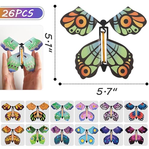 MCPINKY 26PCS Magic Flying Butterfly Toys Wind Up Butterfly Toy Fairy Flying Toy Flying Butterfly Cards in The Book Surprise Explosion Box Gift Wrapping for Birthday Party Wedding Anniversary - Image 5