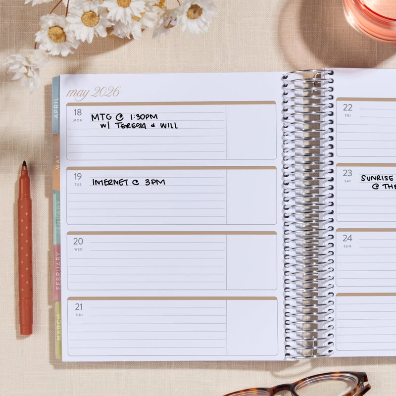 Erin Condren 12-Month Spiral Life Planner (Jul 2025 - Jun 2026), 7â€x9â€ Weekly and Monthly Planner Calendar, 80 Lb. Text Weight Paper, Hexagon Covers, Bouquet Theme, Horizontal Layout, Platinum Coil - Image 2