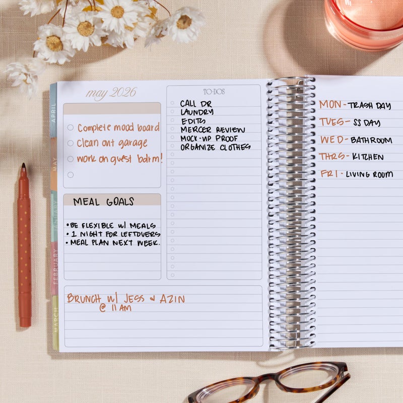 Erin Condren 12-Month Spiral Life Planner (Jul 2025 - Jun 2026), 7â€x9â€ Weekly and Monthly Planner Calendar, 80 Lb. Text Weight Paper, Hexagon Covers, Bouquet Theme, Horizontal Layout, Platinum Coil - Image 4