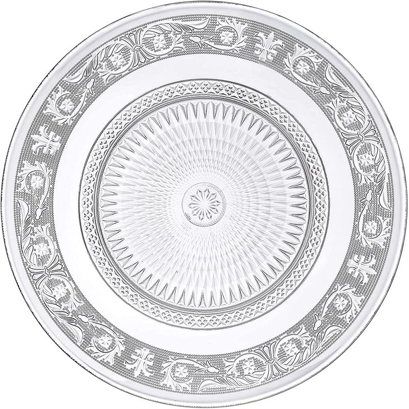 VISMII Salad Plates Dinner Plate 7 inch Crystal Clear Glass Fruit Dessert Plate Snack Plate for Diningfor Catering Event Dinner Party Wedding Dinnerware Set with Beautiful Carved Pattern1Pc - Image 1