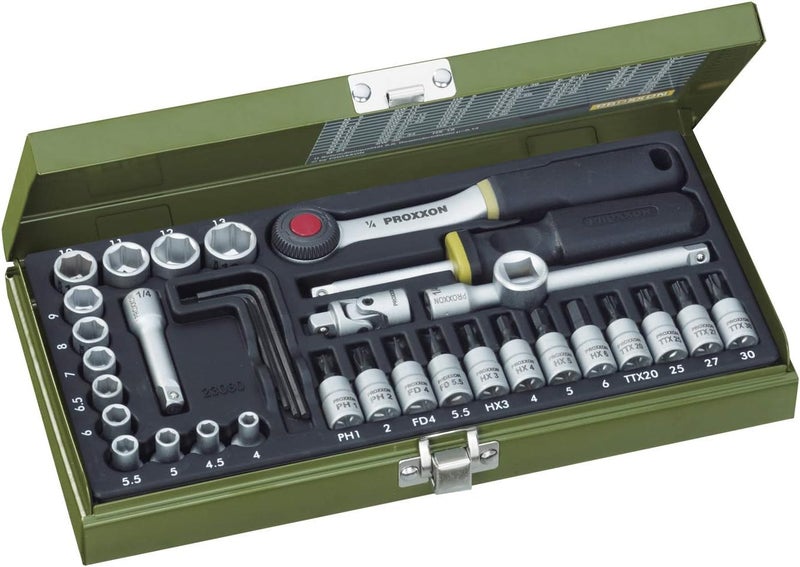 Proxxon (23080 36 Piece Socket Set with 1/4 inch Square Drive - Image 1