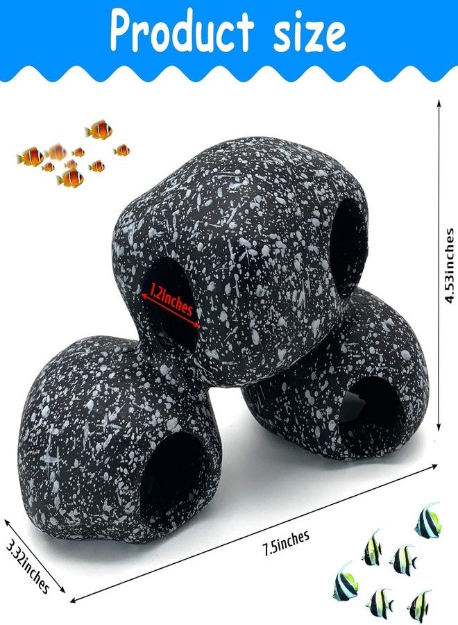 Mistletoe Small Cichlid Rock Cave Betta Hideout Resin Aquarium Decoration Caves Small Fish Shelter Stone Hideaway Resin for Crayfish Aquatic Breed Rest Play (Black) - Image 2