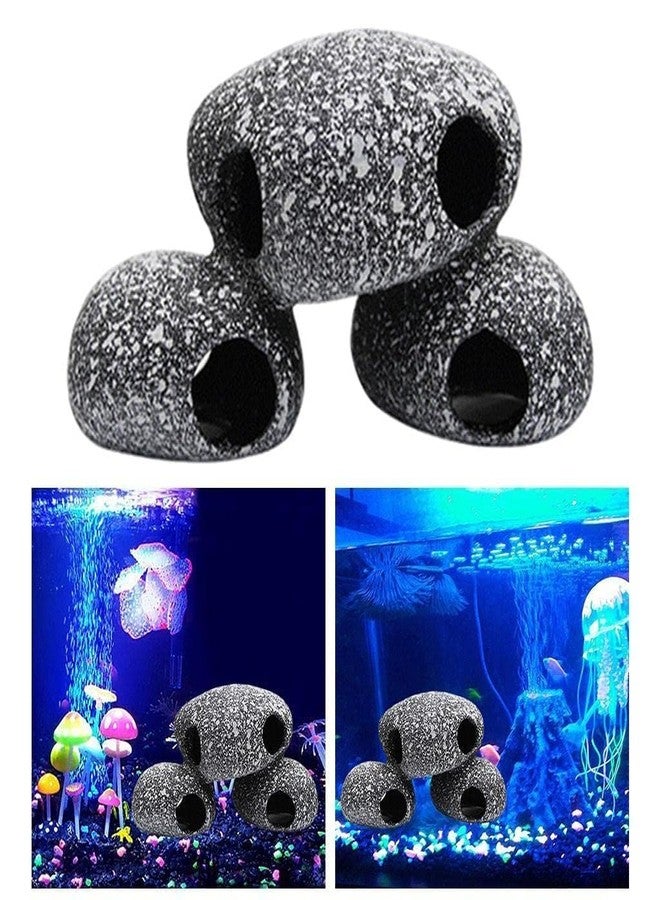 Mistletoe Small Cichlid Rock Cave Betta Hideout Resin Aquarium Decoration Caves Small Fish Shelter Stone Hideaway Resin for Crayfish Aquatic Breed Rest Play (Black) - Image 5