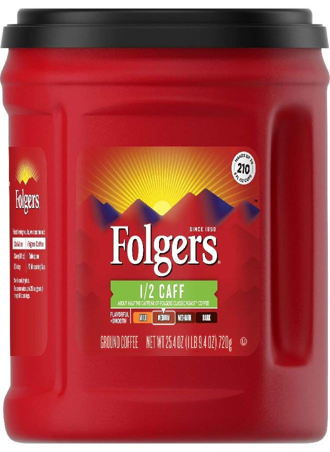 Folgers Folgers 1/2 Caff Medium Roast Ground Coffee, 25.4 Ounces  - Image 1