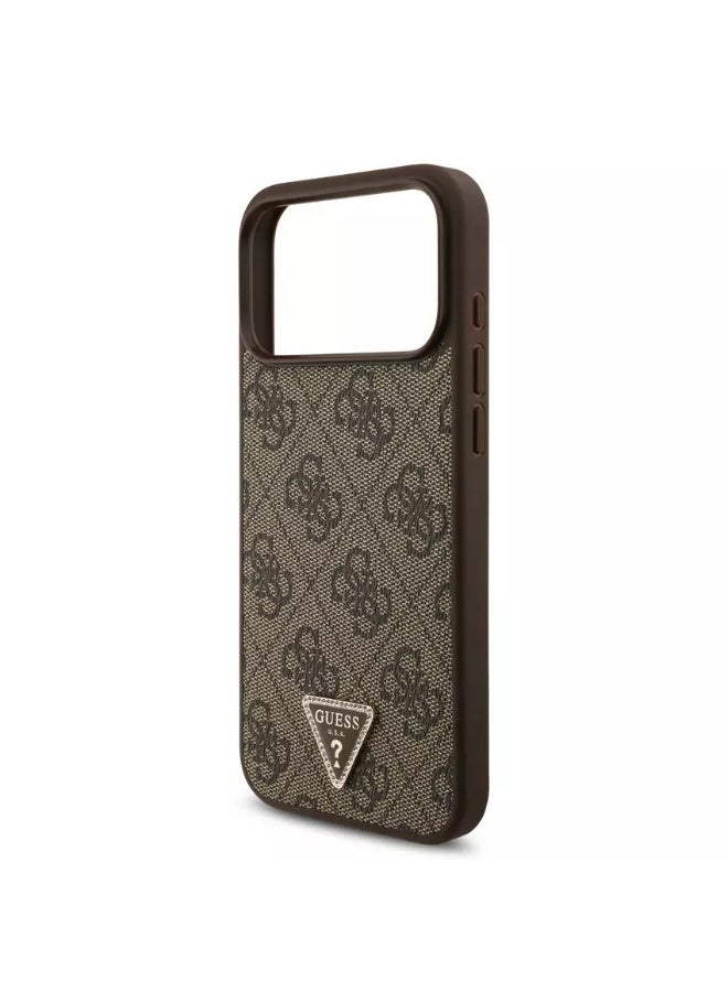 GUESS iPhone 17 Pro Max MagSafe Case 4G Pattern PU Leather With Lanyard & Triangle Logo / Lightweight Design / Ultra Slim / Easy Installation / Back Cover - Brown - Image 2