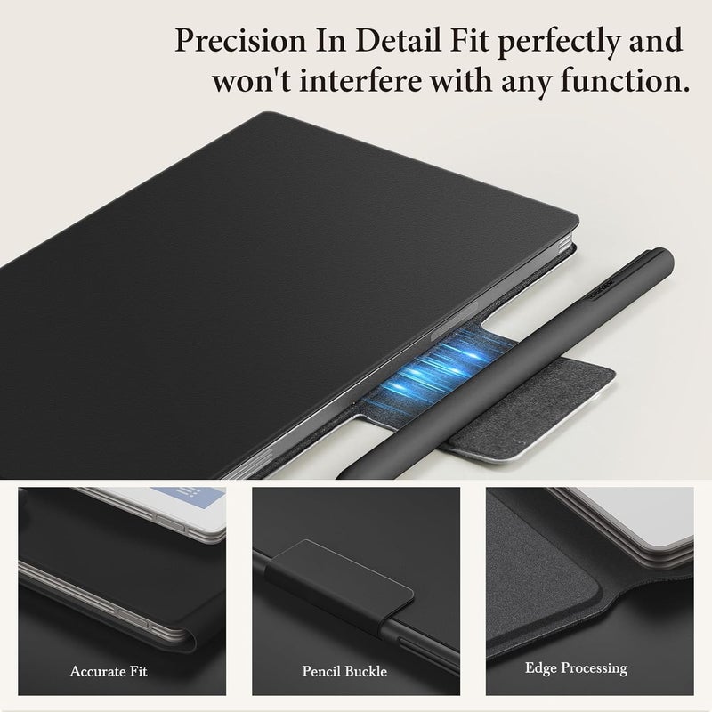 Ayotu Case for Remarkable Paper Pro Move, Premium Leather Folio with Pen Holder Fold into the Back, Auto Wake/Sleep,Microfiber Lining,Flip Design,Strong Magnet(Leathers Black) - Image 3