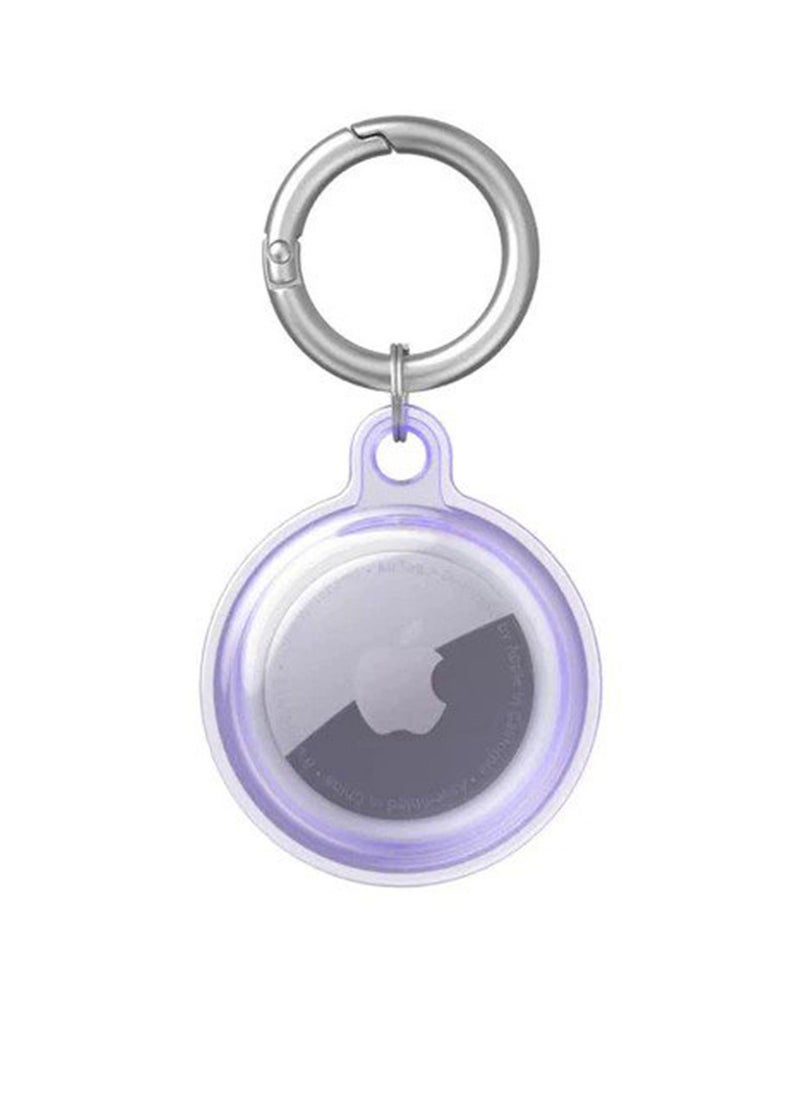BSNL - BSNL Transparent TPU Case for Airtag Protection Case Locator Silicone Protector Anti-lost Device Keychain Shell For Apple Airtags Transparent Purple - Image 1