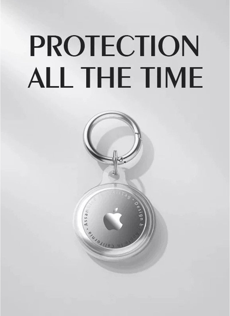 BSNL - BSNL Transparent TPU Case for Airtag Protection Case Locator Silicone Protector Anti-lost Device Keychain Shell For Apple Airtags Transparent Purple - Image 1
