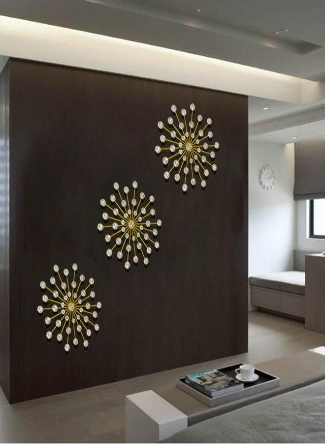 ZOVE Set of 3 Silver Metal Jeweled Wall Art - Sun Burst Rhinestone Wall Hanging for Elegant Home Decor (13.5 x 13.5 inch) - Image 5