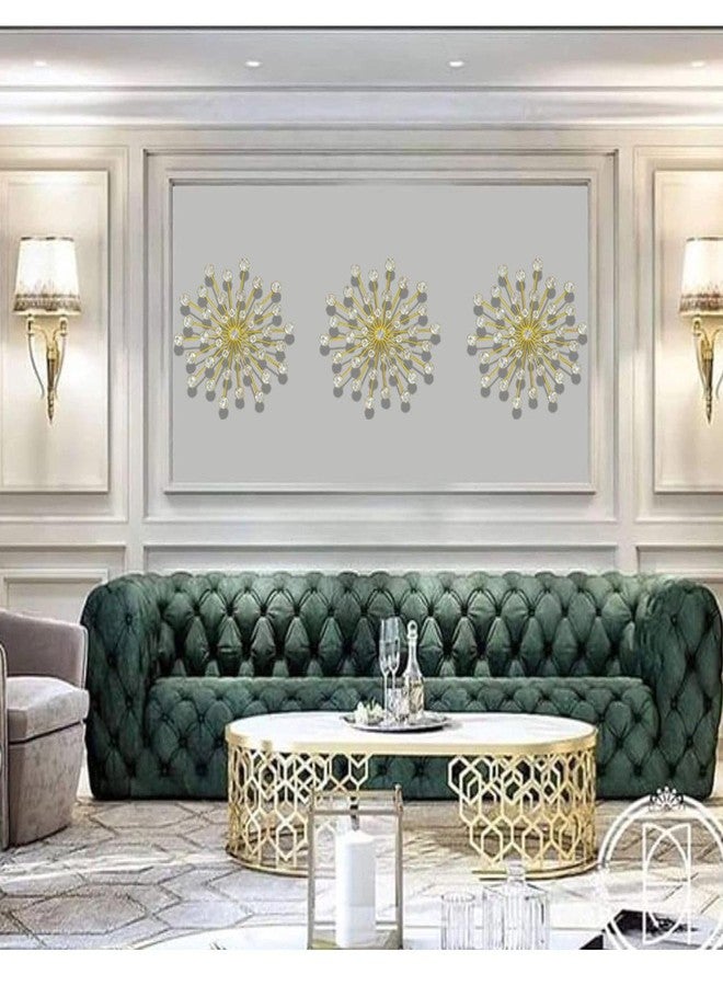 ZOVE Set of 3 Silver Metal Jeweled Wall Art - Sun Burst Rhinestone Wall Hanging for Elegant Home Decor (13.5 x 13.5 inch) - Image 4
