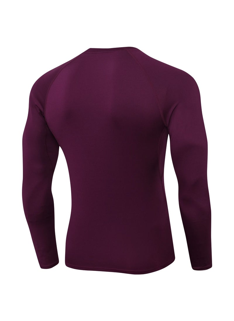 Loquat Men Quick Dry Breathable Long Sleeve Shirt Burgundy  - Image 2