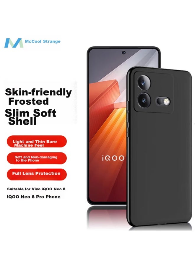 Maikuqi Vivo Iqoo Neo8/neo8 Pro Phone Case, Full Coverage Tpu Shockproof Soft Shell Phone Protective Cover, Matte Black - Image 1
