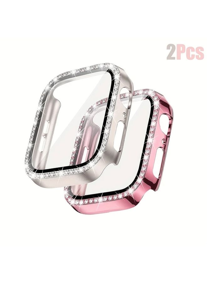 Transparent Rose Gold Protective Case for Apple Watch 41mm with Tempered Glass Film - Image 1