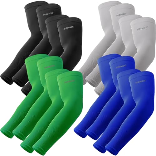 YQXCC 8 Pairs Arm Sleeves, Cooling UV Sun Protection Sports Compression Sleeves for Men Women, Golf Basketball Arm Sleeves - Image 1