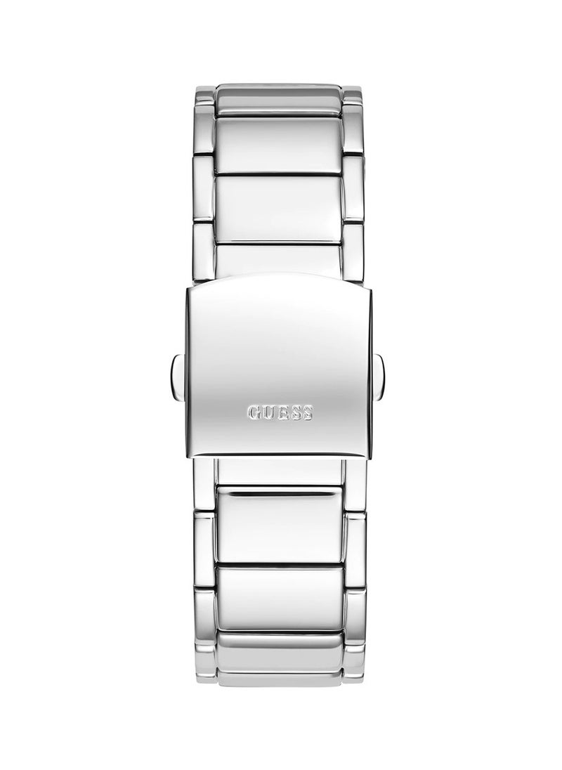 GUESS ساعة جيس للرجال بهيكل فضي اللون وسوار من الستانلس ستيل GW0387G1  - Image 4