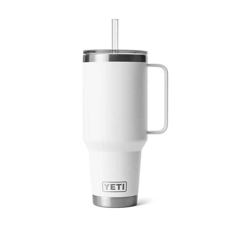 YETI Rambler 42 oz Tumbler with Handle and Straw Lid, Travel Mug Water Tumbler, Vacuum Insulated Cup with Handle, Stainless Steel, White - Image 3