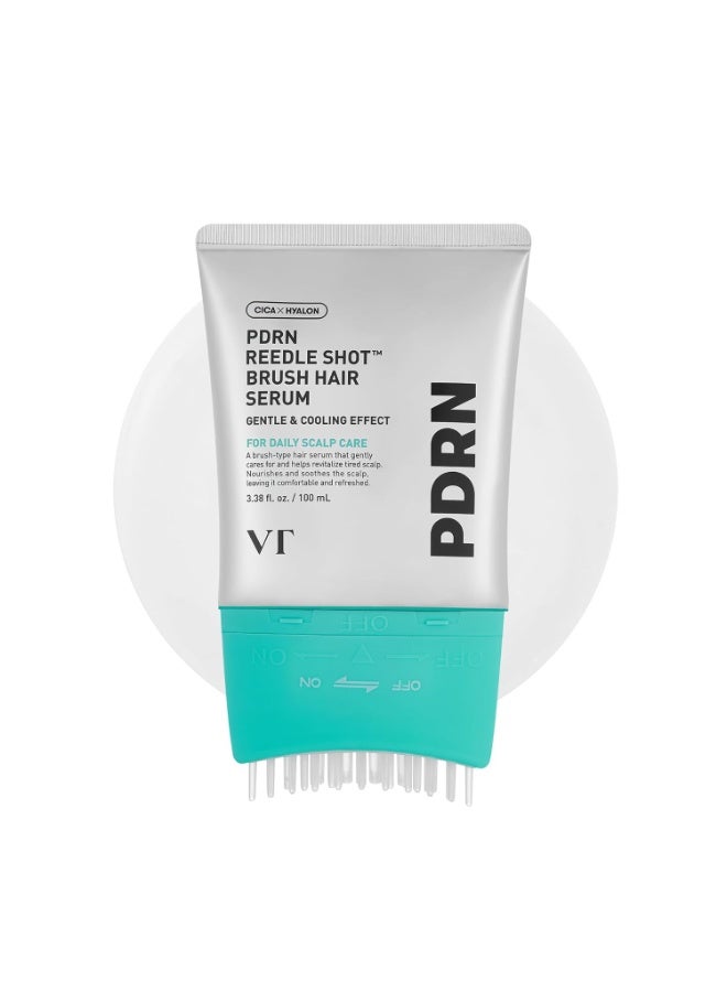 VT COSMETICS PDRN Reedle Shot Brush Hair Serum, عناية لفروة الرأس المبردة والمنعشة مع PDRN نباتي، وكافيين ومركب Spicule، حل يومي لفروة الرأس خفيف الوزن وغير دهني، 3.38 fl oz / 100 mL - Image 1