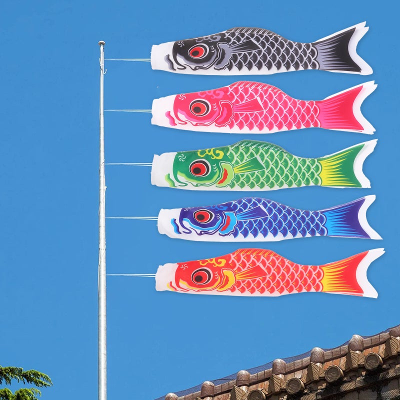 🏠 خمسة قطع أعلام على شكل كارب بأسلوب ياباني للزينة المنزلية وحفلات ٤٠ سم - Image 1
