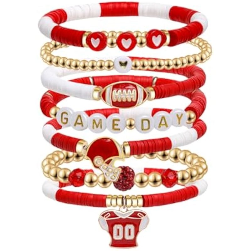 Game Day Football Charm Bracelet: Stackable Sports Jewelry for Moms & Dads - Perfect for Football Fans - Image 1