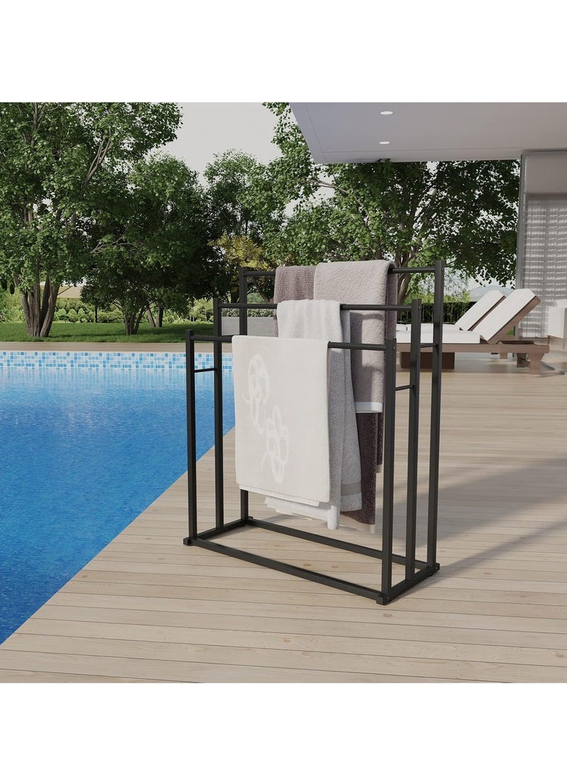 حامل مناشف معدني قابل للطي بسعة كبيرة مكون من 3 طبقات، حامل مناشف معدني مطلي بطبقة مقاومة للصدأ، حامل تجفيف واسع، منظم حمام لتوفير المساحة