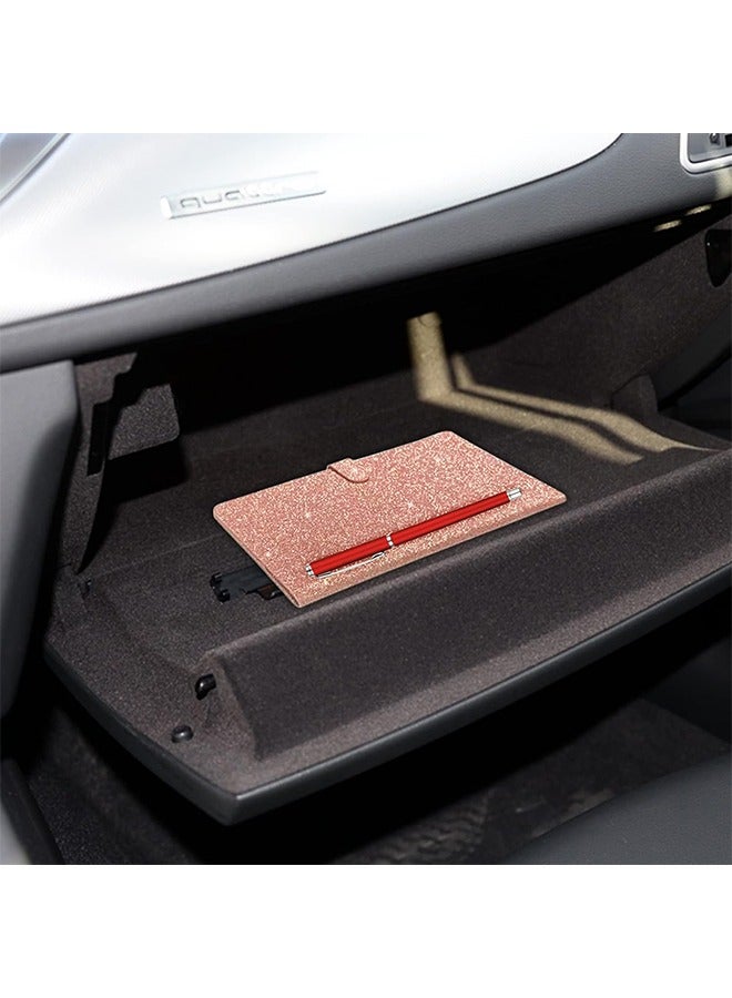 Bukela Car Registration & Insurance Card Holder Leather Auto Glove Box Organizer Document Wallet with Magnetic Shut ( Glitter Rose ) - Image 4