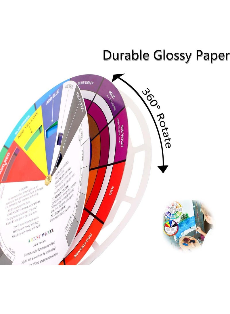 SYOSI 2Pcs Color Wheel Paint Mixing Learning Guide Art Class Teaching Tool Color Wheels for Makeup Blending Board Chart Color Mixed Guide Mix Colours - Image 4