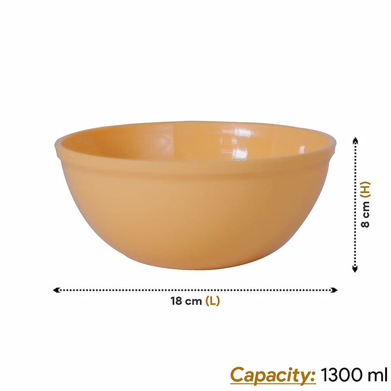 Wonder Sigma 1500 Microwave Safe Multipurpose Plastic Bowl Set, 6 pc Bowl 1300 ml, Yellow Color - Image 2