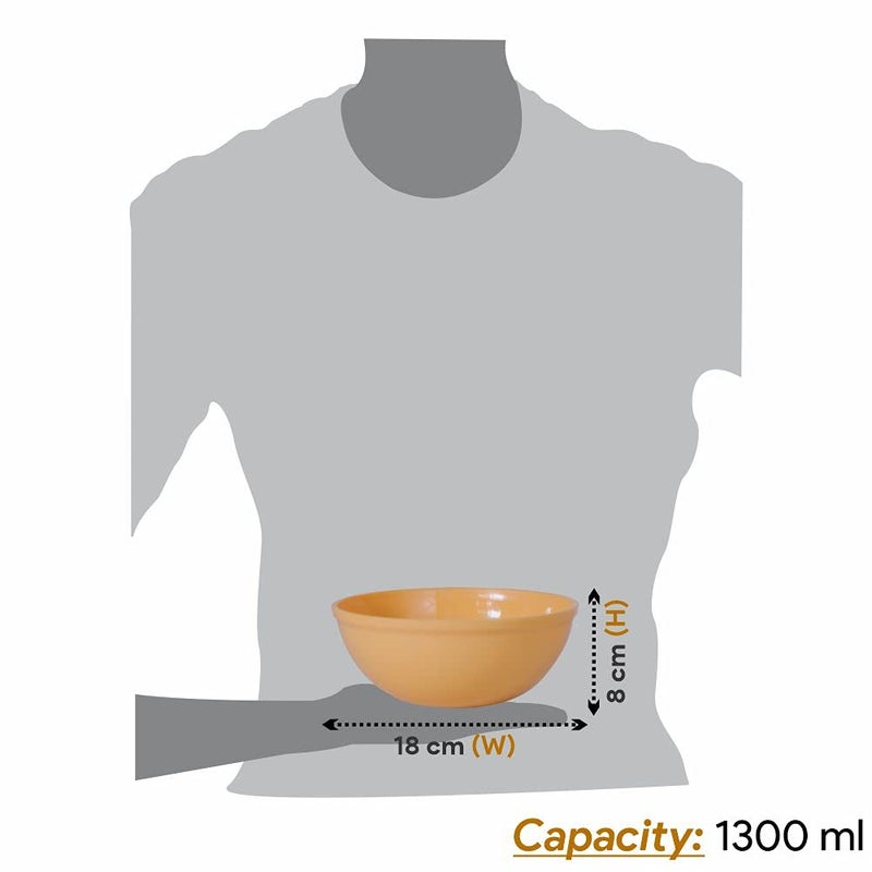 Wonder Sigma 1500 Microwave Safe Multipurpose Plastic Bowl Set, 6 pc Bowl 1300 ml, Yellow Color - Image 3