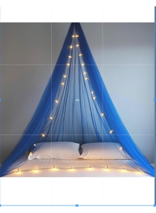 1iAM Blue Net Light Combo Pack 1pc 5x15m 164x5ft Transparent Blue Cabana Decoration Net Backdrop 1pc 34ft 38 Bulbs Including Rice Light for Birthday Anniversary Haldi Mehndi Wedding - Image 2