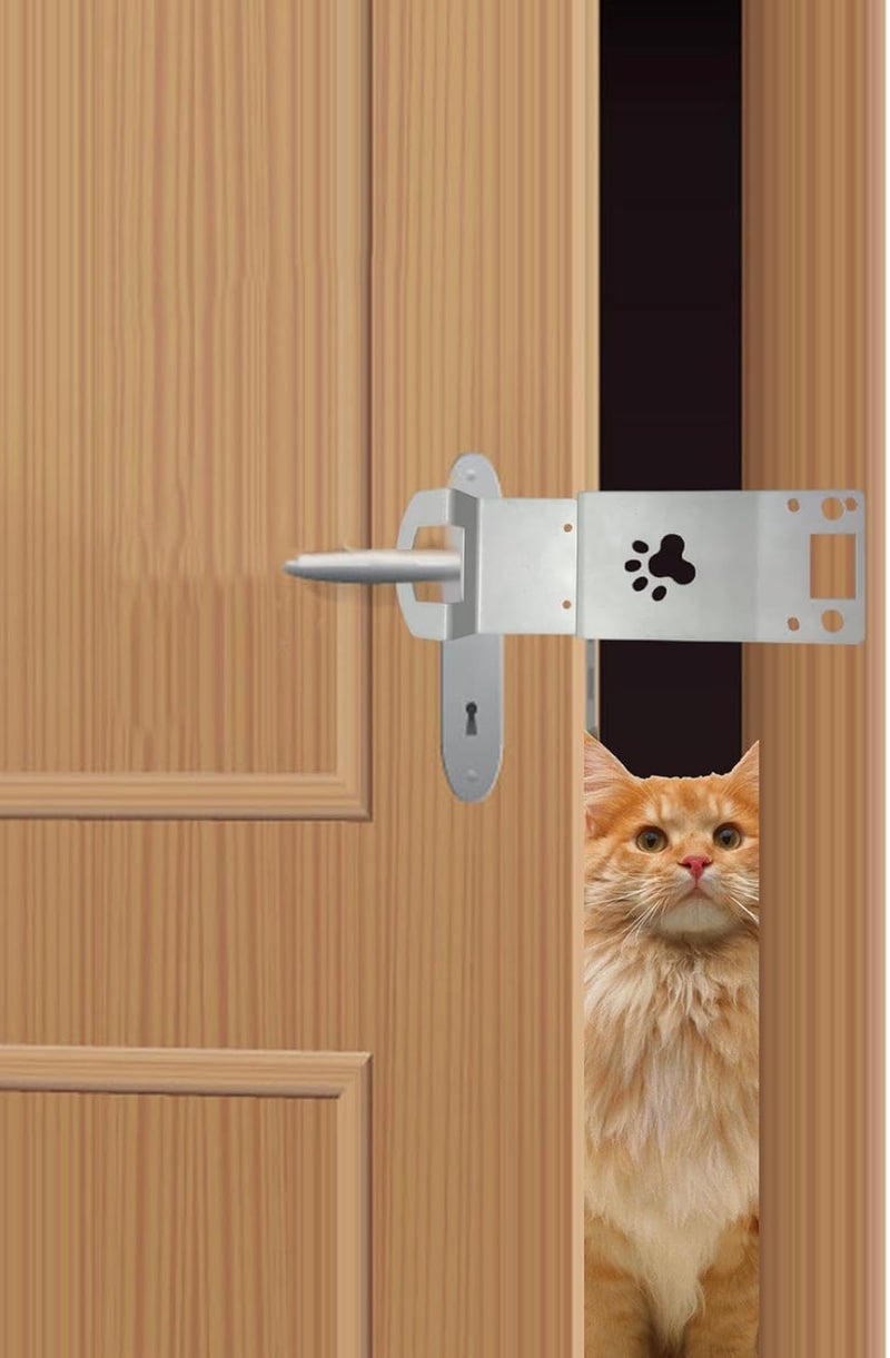 Cat Door Strap and Latch Accessory, Steel Pet Door Holder for Keeping Dogs and Kids Out of Rooms, 8.66 x 2.28 inch - Image 2