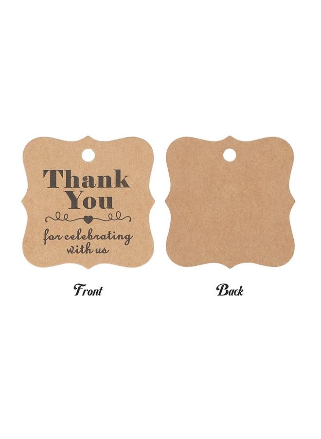 200PCS Brown Kraft Thank You Gift Tags with Twine, DIY Clear Eco Friendly Ink Wrap Tags Card, Wedding Party Decoration Hanging Paper Tags Set (Brown) - Image 3