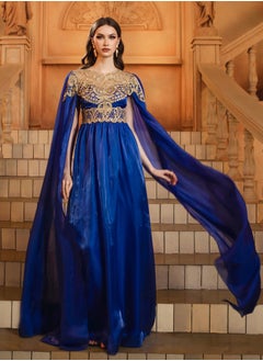Madam Uniq Women's New High-End Long Sleeve Round Neck Slim-Fit Waist-Defined Lace Evening Gown Dress with Flared Skirt  - Image 1